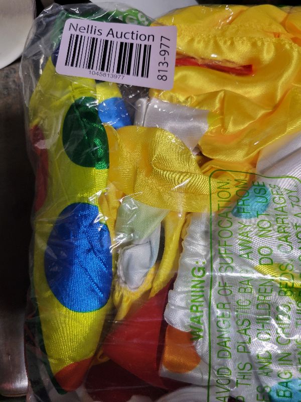 Photo 1 of 6 Pcs Clown Costume Set Women Circus Dress Rainbow Clown Wig Headband Nose Shorts Gloves for Halloween cosplay(X-Large)
