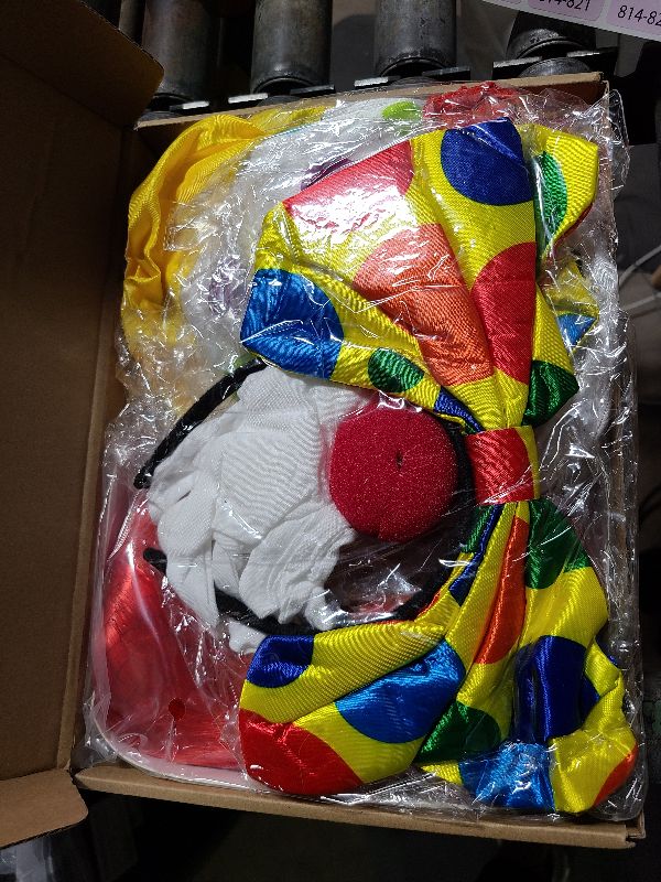 Photo 1 of 6 Pcs Clown Costume Set Women Circus Dress Rainbow Clown Wig Headband Nose Shorts Gloves for Halloween cosplay(3x-large)