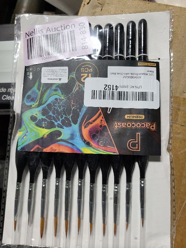 Photo 1 of 12PC Miniature Brushes, Pacocoast Detail Paint Brushes Set for Fine Detailing & Art Painting, Small Tiny Paint Brush Perfect for Acrylic, Paint by Number, Figurine, Craft, Models (Silver, Black)