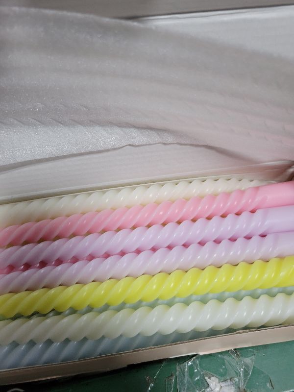Photo 1 of 10 Inch Cream Spiral Taper Candles for Home Decoration, 12 Pack Candy-Color Candlesticks for Dinner Party Wedding Holiday