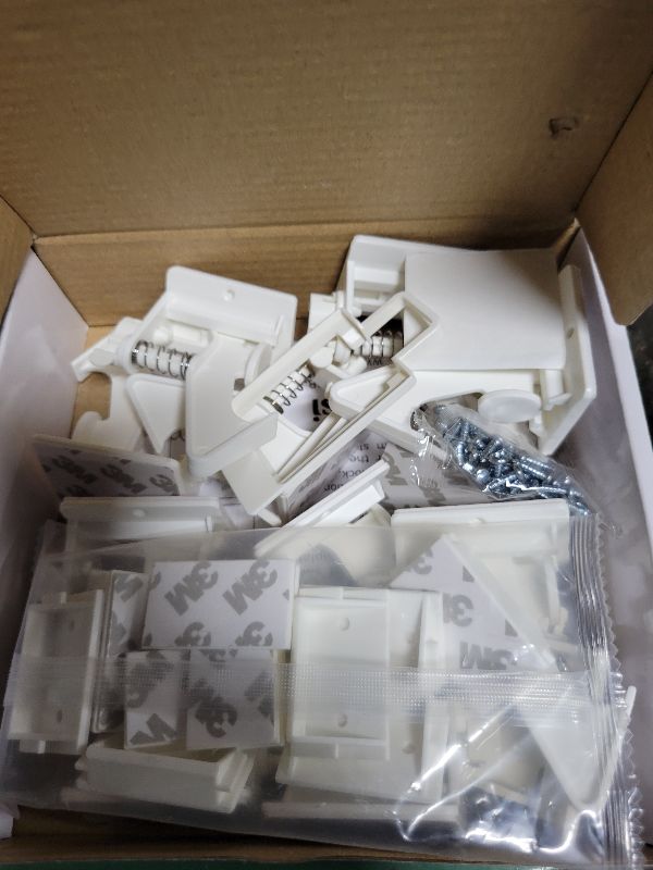 Photo 1 of 12 Pack Cabinet Locks Child Safety Latches - Vmaisi Baby Proofing Cabinets Drawer Lock with Adhesive Easy Installation - No Drilling or Extra Screws (White)