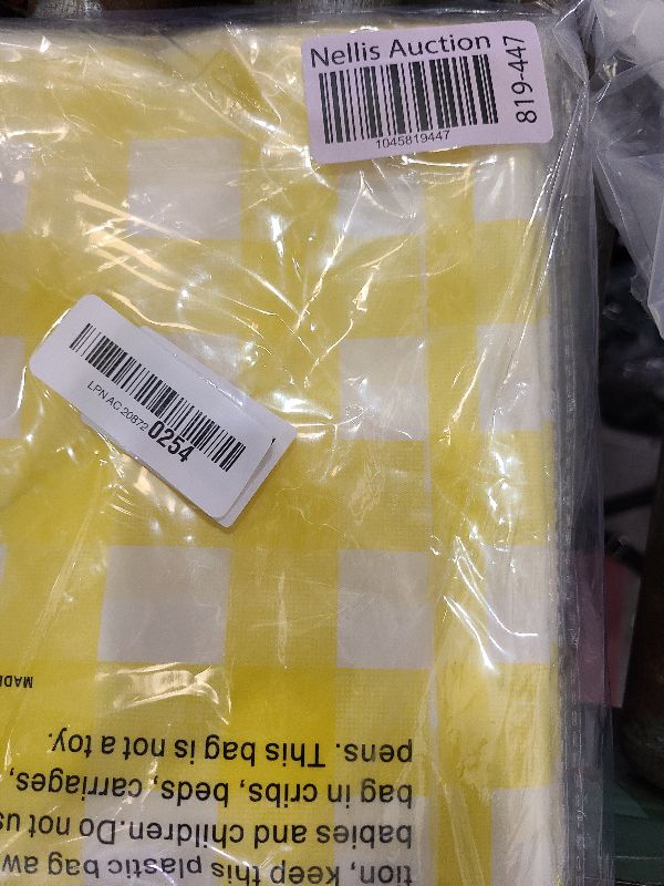 Photo 1 of 4 Pcs Yellow Checkered Tablecloth 54 ×108 Inches Rectangle Yellow Gingham Tablecover Disposable Plastic Waterproof Table Cover for Outdoor Picnic, Kitchen, Holiday Birthday Party