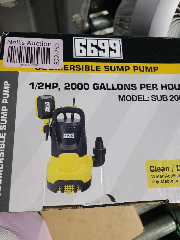 Photo 1 of 6699 Utility Pump Submersible Sump Pump with Adjustable Float Switch 2000GPH High Flow Easy to Drain Clean/Dirty Water for Pools Garden Ponds Hot Tubs Rain Barrels