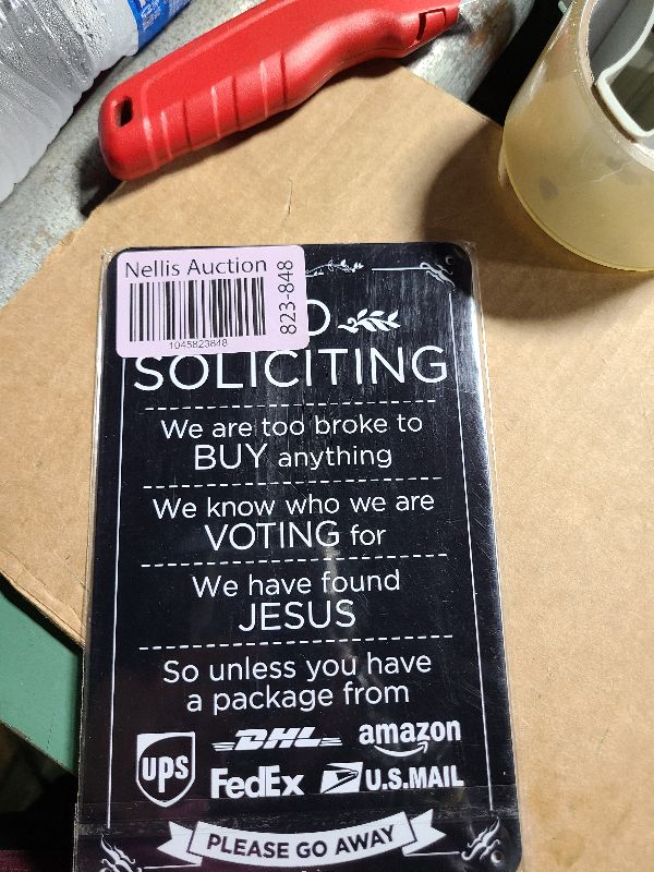 Photo 1 of 2 Pack No Soliciting Sign for House Funny 8" X 5" No Soliciting Yard Sign, Bigger Premium PVC, Sun-proof, Rust-free