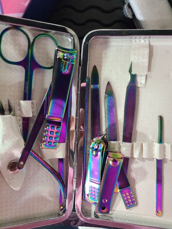 Photo 1 of 2024 Rainbow Manicure Kits 18 Pcs Nail Clippers for Women Gift SFYDOM Women's Rainbow Leather Manicure Set (18-RainbowManicure Kits)