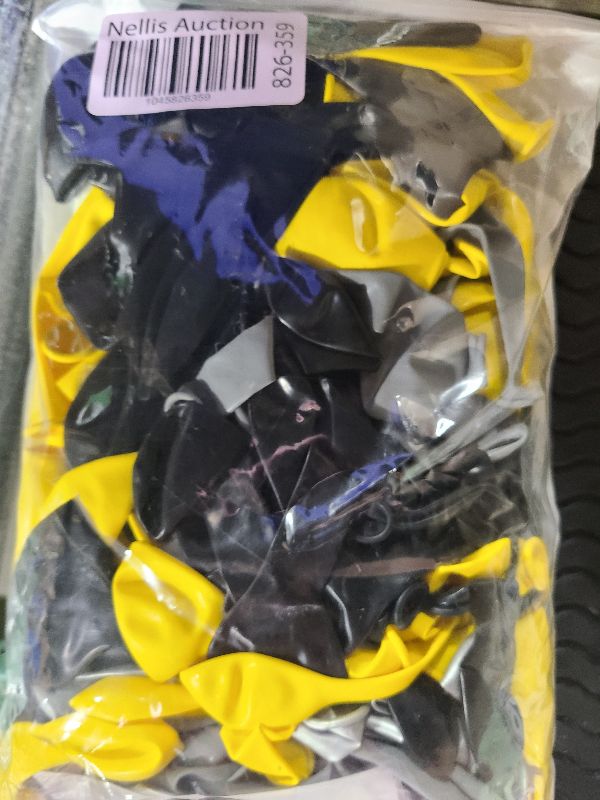 Photo 1 of 129Pcs Superhero Super City Backdrop 5x3FT Black Yellow and Silver Balloons Arch Kit Full Moon Bat Photo Background Baby Shower Bat Theme Birthday Party Decorations