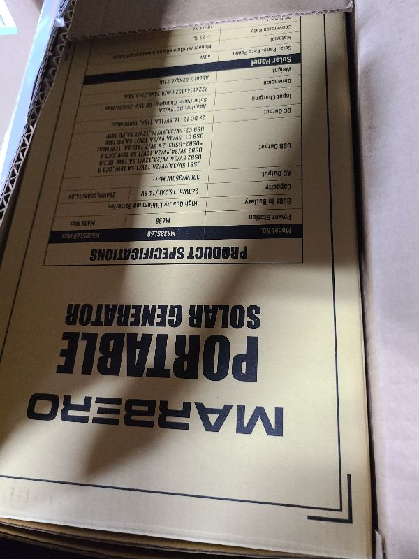 Photo 1 of MARBERO 296Wh Solar Generator with Solar Panel Included 300W Portable Power Station with 60W Foldable Panel Set Solar Power Bank with AC Outlets for Camping Home Backup Outdoor Emergency Travel