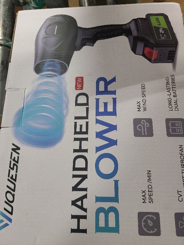 Photo 1 of Electric-Cordless-Leaf-Blower - 600000RPM Handheld Leaf Blower - 2 X 4.0Ah Batteries and Charger Included, Lightweight Leaf Blowers for Patio Cleaning Dark
