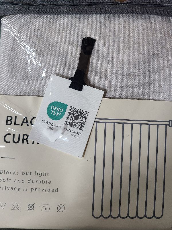 Photo 1 of 100% Blackout Shield Linen Blackout Curtains for Bedroom 96 Inches Long, Back Tab/Rod Pocket Living Room Drapes, Thermal Insulated Blackout Curtains 2 Panels Set, 50" W x 96" L, Beige