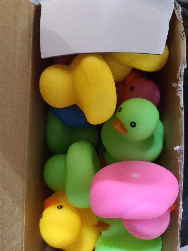 Photo 1 of 24 Pcs Mini Rubber Ducks with Sunglasses, Rubber Ducks in Bulk Valentine Bathtub Toys for Cruise Valentines Kids Classroom Gift Exchange(Eyeglasses,Mixed Colors)