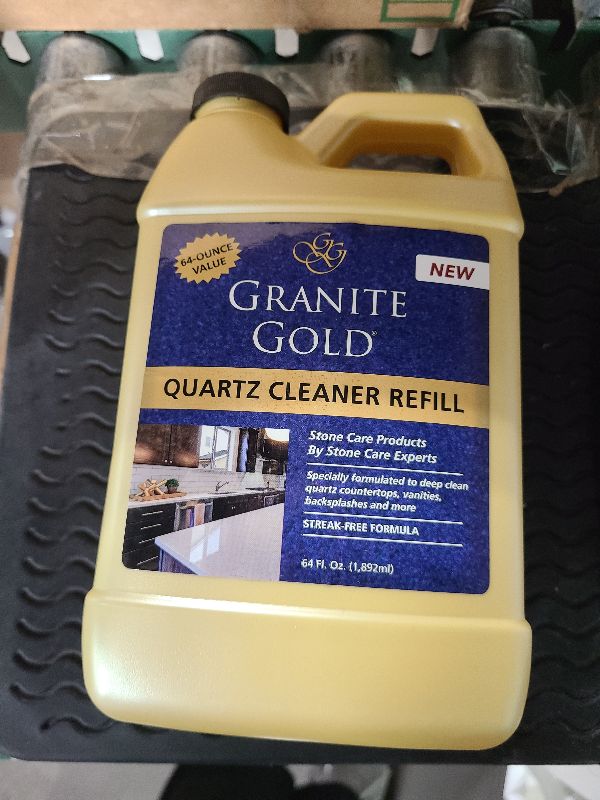 Photo 1 of Granite Gold Quartz Cleaner Spray for Caesarstone, Cambria, Silestone and All Other Quartz Countertop Surfaces, 64 Fluid Ounces and 2 x 24 Fluid Ounces