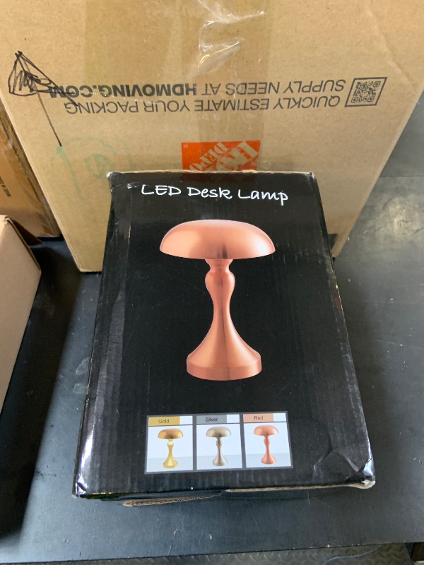 Photo 1 of Leroxo Portable LED Desk Lamp, Cordless Metal Table Lamp, 3-Color Touch Control Rechargeable Light, 3-Levels Brightness Room Decor, Bedside & Dining Room Light (Gold)