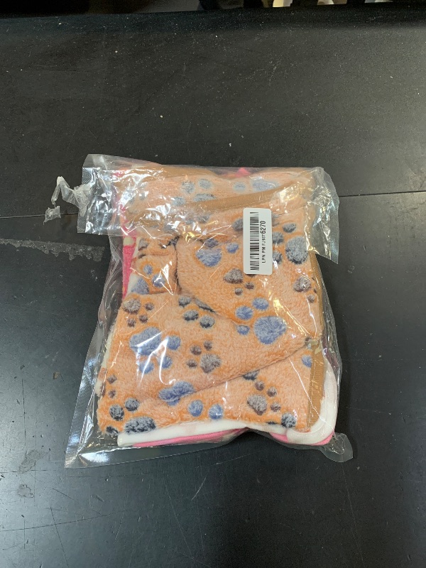 Photo 1 of 1 Pack 3 Blankets Super Soft Fluffy Premium Fleece Pet Blanket Flannel Paw Printed Throw for Dog Puppy Cat (Small 23x16'', Brown, Pink, White)