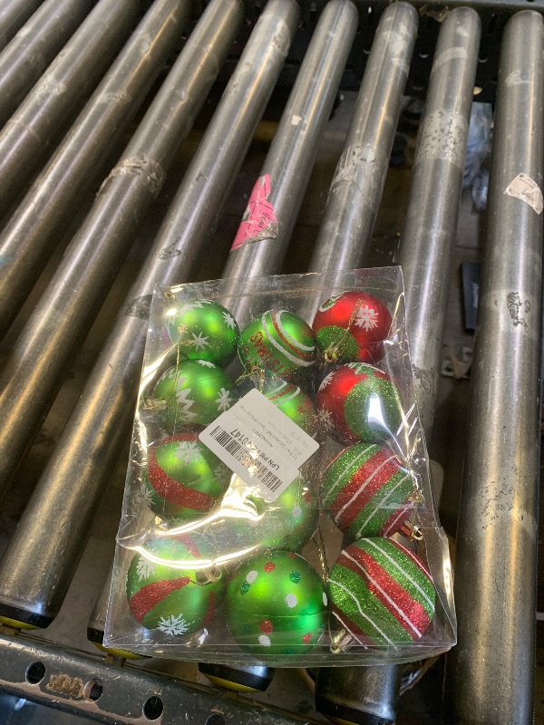 Photo 1 of 12 Pcs Christmas Tree Bulbs Ornaments, 2.4 Inch Red and Green Christmas Balls Ornaments, Shatterproof Plastic Xmas Ball Tree Decorations, Bulk Ornament Set