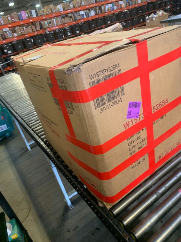 Photo 1 of *DAMAGED** KEIKI 30'' Wall-Mounted Bathroom Vanity with Sink - Floating Design, 2 Soft-Close Drawers & Resin Basin, Space-Saving for Small Bathrooms, Glossy White