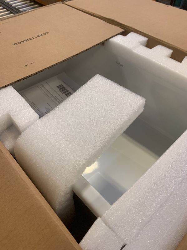 Photo 1 of KRAUS Turino™ 30” Drop-In Undermount Fireclay Single Bowl Kitchen Sink with Thick Mounting Deck in Gloss White, KFD1-30GWH