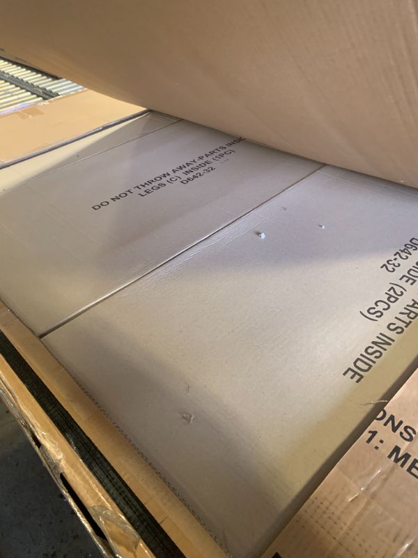 Photo 1 of Signature Design by Ashley Robbinsdale Farmhouse Distressed Counter Height Dining Extension Table with Trestle Base, Planked Effect and 2 Removable End Leaves, White