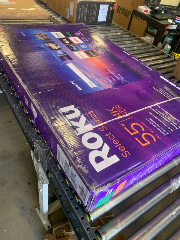 Photo 1 of **DAMAGED** Roku Smart TV 2025 – 55-Inch Select Series, 4K HDR TV – Roku TV with Enhanced Voice Remote – Flat Screen LED Television with Wi-Fi for Streaming Live Local News, Sports, Family Entertainment