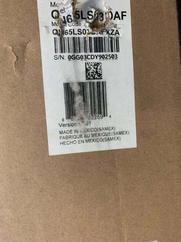 Photo 1 of major damage selling for parts only-------------------------Samsung 65-Inch Class The Frame LS03F 4K QLED Smart TV (2025 Model) Slim Fit Wall Mount, Modern Frame Design, NQ4 AI Gen2 Processor, Art Mode, Artful Picture Quality, Samsung Vision AI, Alexa Bui