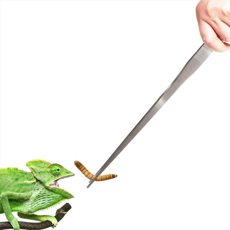 Photo 1 of 18.9 inch Heavy Duty Extra Long Tweezers for Salt & Fresh Water, Straight 18/8 Stainless Steel Reptile Feeding Tongs for Aquarium & Terrarium, Large Metal Snake Feeding Tweezers
