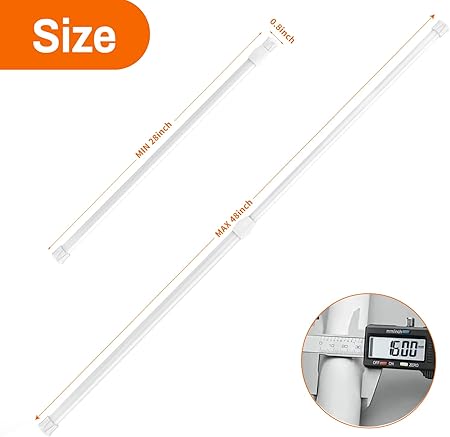 Photo 1 of 2 Pack Spring Curtain Rod Adjustable Length for Kitchen, Bathroom, Cupboard, Wardrobe, Window, Bookshelf DIY Projects
