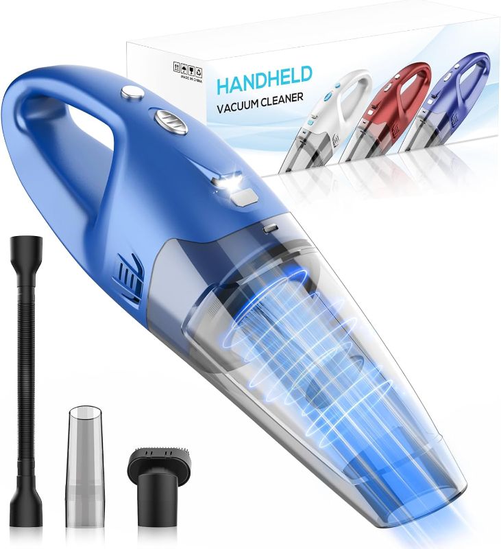 Photo 1 of Handheld Vacuum Cordless Rechargeable – 6000Pa Mini Hand Held Vacuum, LED Light, 20–25 Mins Runtime, USB Charging, 500ML Cup – Lightweight Small Vacuum Cleaner Cordless for Car/Office/Home
