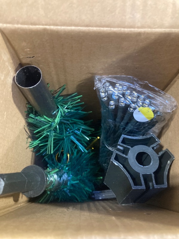 Photo 1 of 3FT Artificial Christmas Tree with Lights Green Mini Tabletop Christmas Tree with Plastic Stand and Tree Topper Lighted Battery Operated Mini Xmas Pine Tree for Indoor Outdoor Holiday Home Decoration