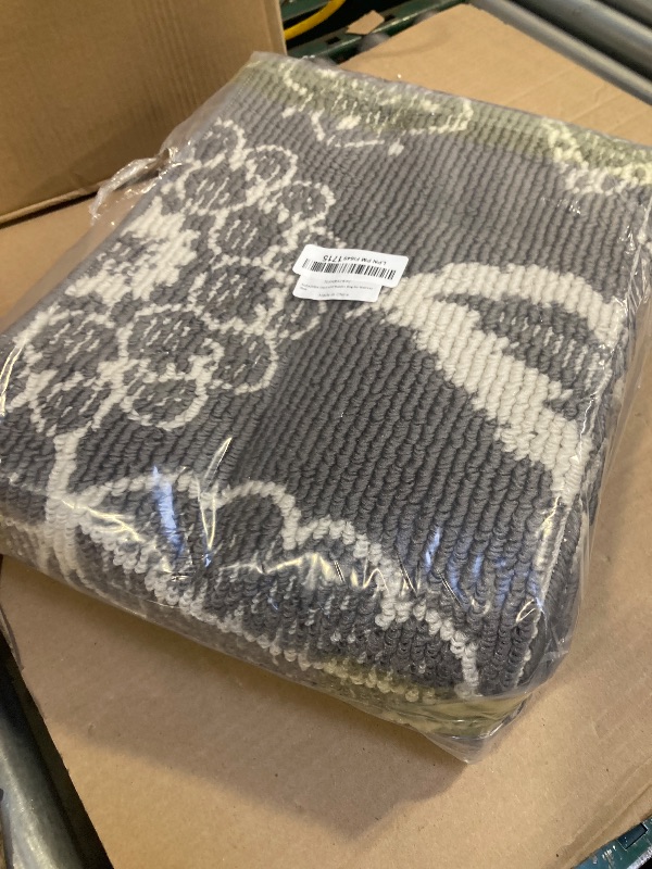 Photo 1 of 2x10 Washable Runner Rug with Non Slip Backing, Absorbent & Dirt-Trapping, Gray and White High-Low Textured Floral Hallway Carpet for Kitchens, Laundry Rooms, Bathrooms, Entryways