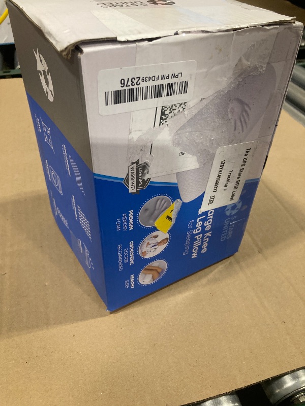 Photo 1 of 5 STARS UNITED Knee Pillow for Back Sleeping – Cooling Cover - Memory Foam Cushion for Sciatica Pain Relief – Under Leg Support for Sleeping on Back – Large Half Moon Bolster for Bed, Arctic Gray