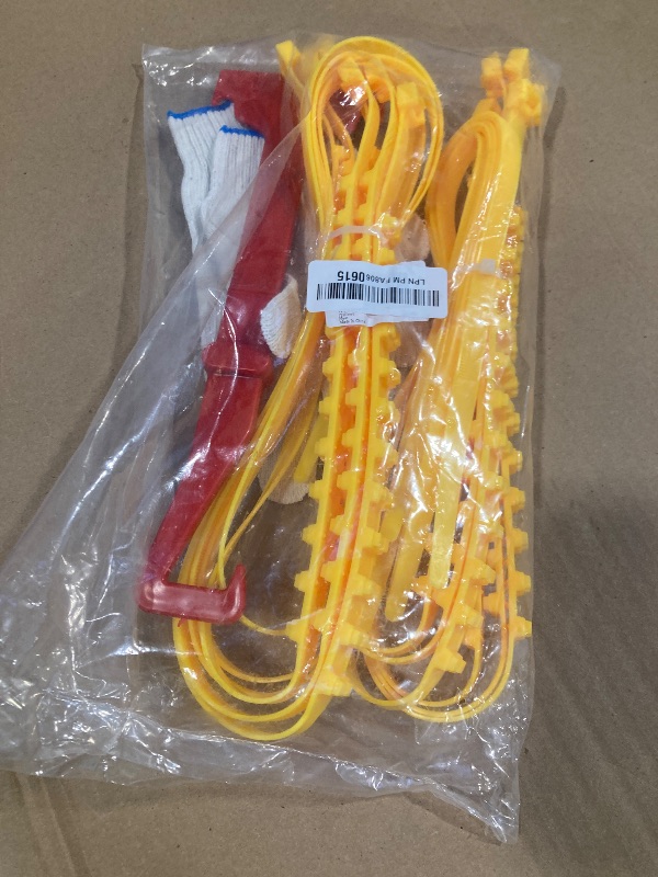 Photo 1 of 12 Pcs Snow Tire Chains - Portable Plastic Non-Slip Anti-Skid Traction Cables for Winter Driving/Fits Most Cars, SUV & Trucks/Emergency Use/Easy to Install & Adjustable (Yellow)