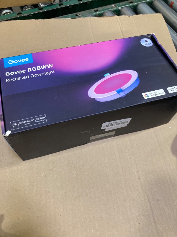 Photo 1 of 4PACK  Govee Smart Recessed Lighting 6 Inch, Wi-Fi Bluetooth Direct Connect RGBWW LED Downlight, 65 Scene Mode, Canless Recessed Light Work with Alexa & Google Assistant with Junction Box, 1100 Lumen
