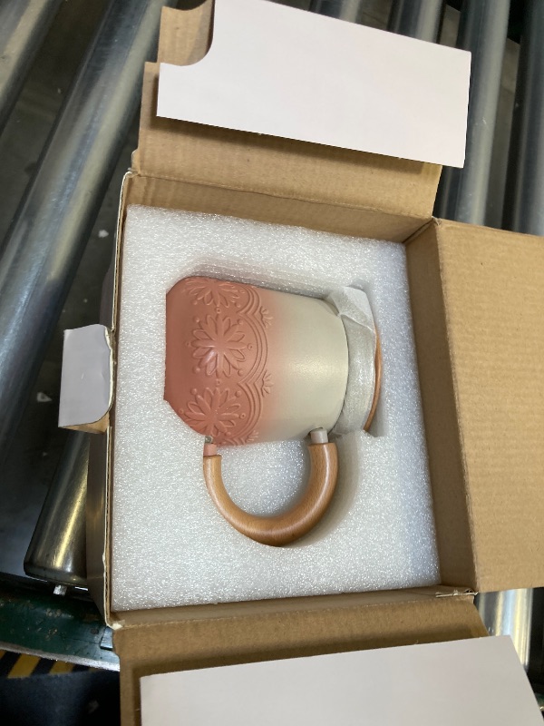 Photo 1 of 450ml/15oz Cherry Blossom Rabbit Relief Gradient Ceramic Mug With Lid Spoon For Couples Breakfast Milk Coffee Cup-Light Pink
