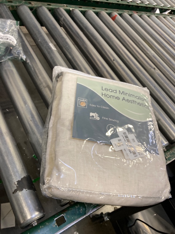 Photo 1 of 60 Inch Wide 96 Inches Long Natural Linen Light Beige Patio Curtains for Sliding Glass Door, Neutral Pinch Pleated Light Filtering Bedroom Sheer Aesthetic Windows Curtain & Drapes Back Tab 2 Panel Set