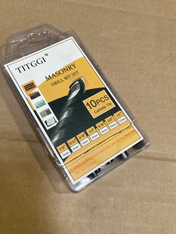 Photo 1 of 10-Piece Masonry Drill Bit Set for Concrete Tile Glass Ceramic Brick,1/8 to 1/2 Inch Drilling Bits with Triangle Handle,Tungsten Steel Alloy Tip.?Black?