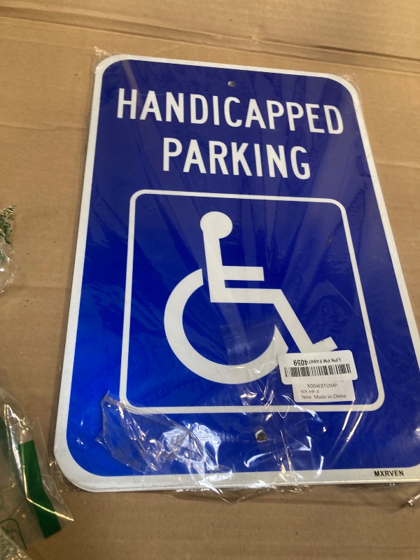 Photo 1 of (4 Pack) Large Handicap Parking Sign, Reserved Parking Signs for Handicapped, 18"x 12" Engineer Grade Rust Free Reflective Aluminum Sign, Weather Resistant, Waterproof
