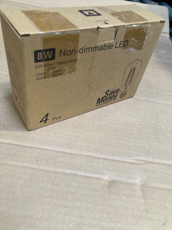 Photo 1 of 4-Pack Vintage LED Edison Bulbs 100W Equivalent 1400LM High Brightness 8W ST58 LED Filament Light Bulbs 3000K Warm White E26 Medium Base CRI90+ Antique Clear Glass for Home Dinning Room, Non-dimmable