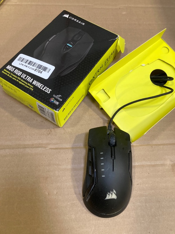 Photo 1 of Corsair M65 RGB Ultra Wireless Tunable FPS Gaming Mouse - Sub-1ms Slipstream Wireless Technology, 26,000 DPI Optical Sensor, Up to 120 Hours of Battery Life, 8 Programmable Buttons - Black