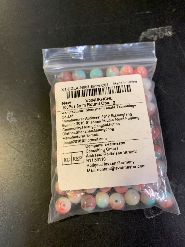 Photo 1 of 100Pcs 8mm Round Opaque Imitate Porcelain Style Glass Beads Baking Painted Loose Glass Beads for DIY Earrings Necklace Bracelet Jewelry Making Crafts,Light Coral