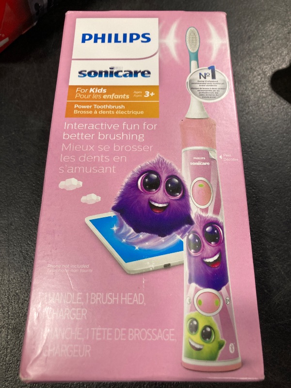 Photo 1 of Philips Sonicare for Kids 3+ Bluetooth Connected Rechargeable Electric Power Toothbrush, Interactive for Better Brushing, Pink, HX6351/41