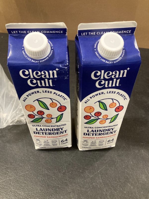 Photo 1 of 2 PACK-Ultra Concentrated Liquid Laundry Detergent Soap, 64 loads (32 oz), Long Lasting Scent, 90% Less Plastic, No Harsh Chemicals, Juniper Sandalwood, Defeats Stains & Odors, HE/Standard Compatible