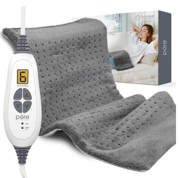 Photo 1 of Pure Enrichment® PureRelief® XL Heating Pad - 12" x 24" Electric Heating Pad for Back Pain & Cramps, 6 Heat Settings, Soft Machine Wash Fabric, Auto-Off & Moist Heat (Charcoal Gray)