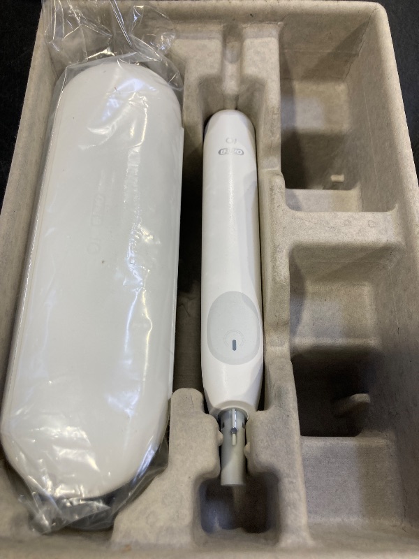 Photo 1 of Oral-B iO Simple Clean Rechargeable Electric Powered Toothbrush, Pure White with 1 Gentle Care Brush Head and 1 White Travel Case - Automatic Pressure Sensor to Protect Gums - 3 Modes -2 Min Timer