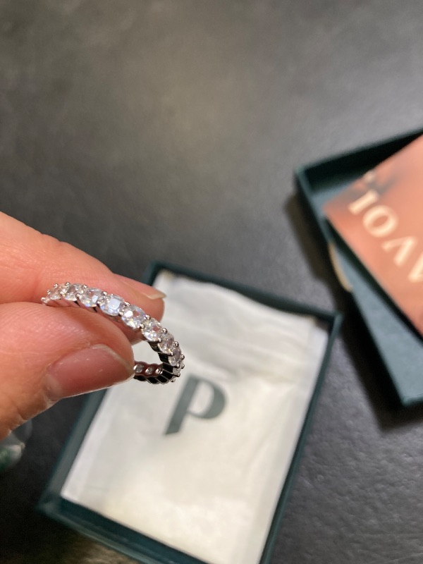 Photo 1 of PAVOI Rhodium Plated Square-Cut Cubic Zirconia Love Band - 3mm Stackable Rings for Women - Stacking Jewelry Gold Eternity Rings for Women, Size 8LPNPMEK6203751