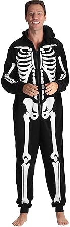 View 1 of #followme Men's Onesie Adult Comfortable Fleece Hooded Front Zip w/Side Pockets Halloween Costumes for Men L