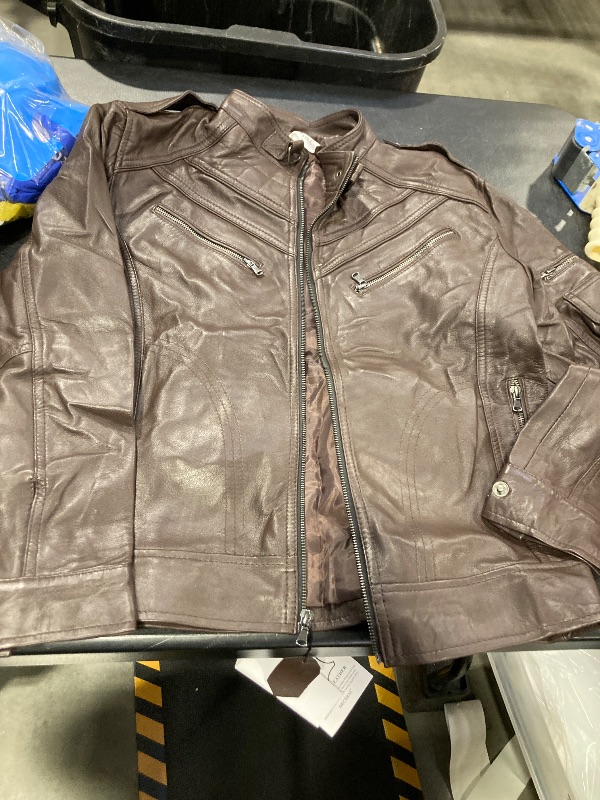 Photo 1 of DECIMAL Men's Black Genuine Lambskin Leather Biker Jacket VINTAGE REAL MOTORCYCLE JACKETS FOR MEN (S,BROWN)