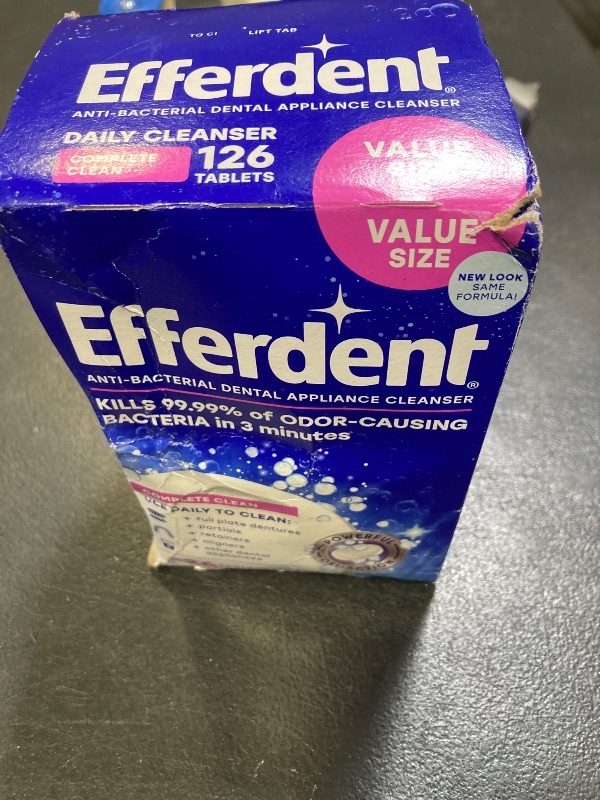 Photo 1 of Efferdent Denture Cleaner Tablets – Dental Appliances, Aligners, Mouth Guard, and Retainer Cleaner Tablets, Complete Clean, 126 Count