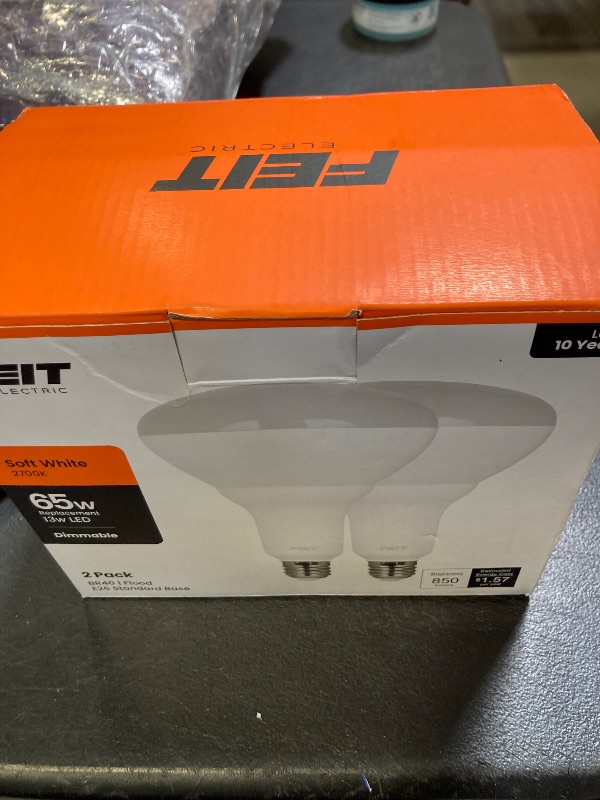 Feit Electric LED BR40 Bulbs, Dimmable, 65W Equivalent, 10 Year Life ...