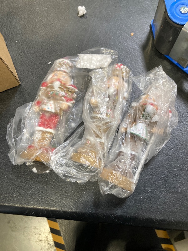 Photo 1 of 3 Pcs Gingerbread Nutcracker Figures Christmas Resin Nutcracker Figurines Holding Christmas Cookies, Gingerbread Men and Candy, Soldier Xmas Centerpieces Decor for Winter Table Party Favors