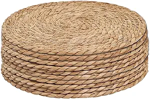 Photo 1 of 13.5'' Round Woven Placemats Set of 10, Boho Rattan Chargers for Dinner Plates, Round Rattan Placemats,for Dining Table,Wedding, Farmhouse,Outdoor and Christmas
