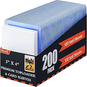 Photo 1 of 200 Card Sleeves Toploads for Cards,3" x 4" Baseball Card Protectors, Premium Standard Size Trading Hard Plastic Card Holder for Sports Football Cards(100 Hard Protectors +100 Soft Sleeves) (2 PACK)